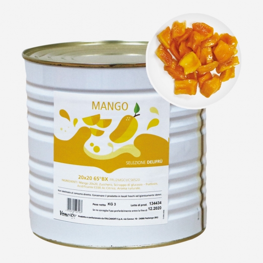 Mango a cubetti 20x20 semicandito in sciroppo Vital Food